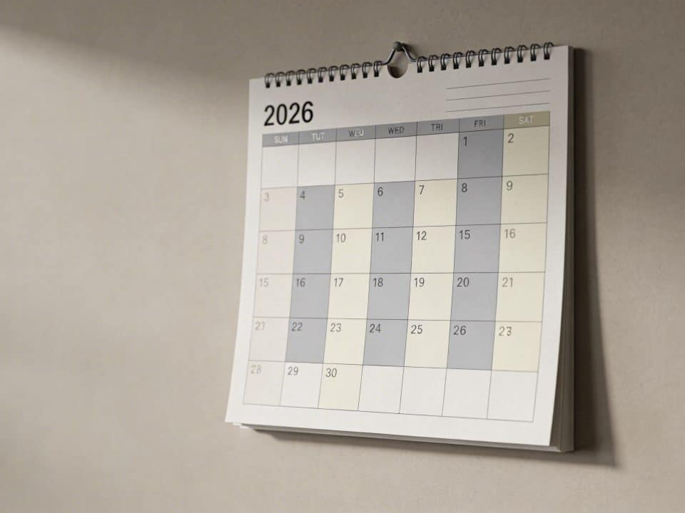 calendrier mural 2026 marque jours de travail