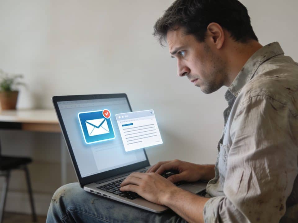 chomeur assis devant ordinateur consultant notification indemnites