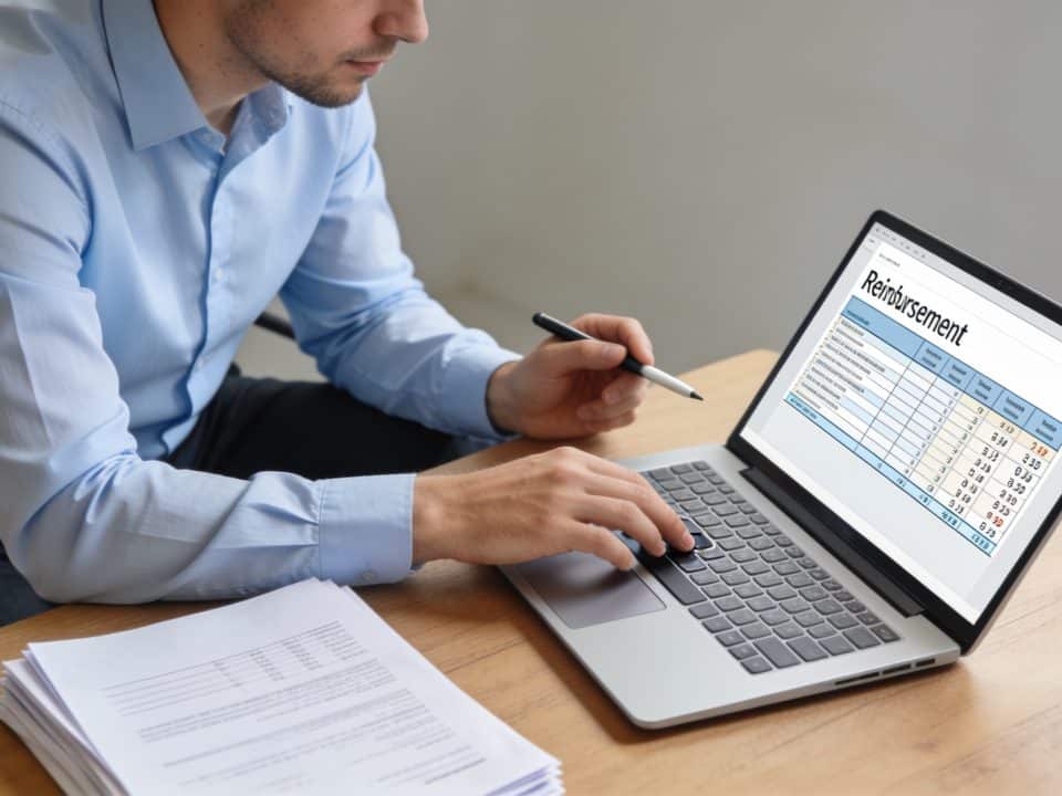 comptable saisissant un tableau de remboursement sur ordinateur