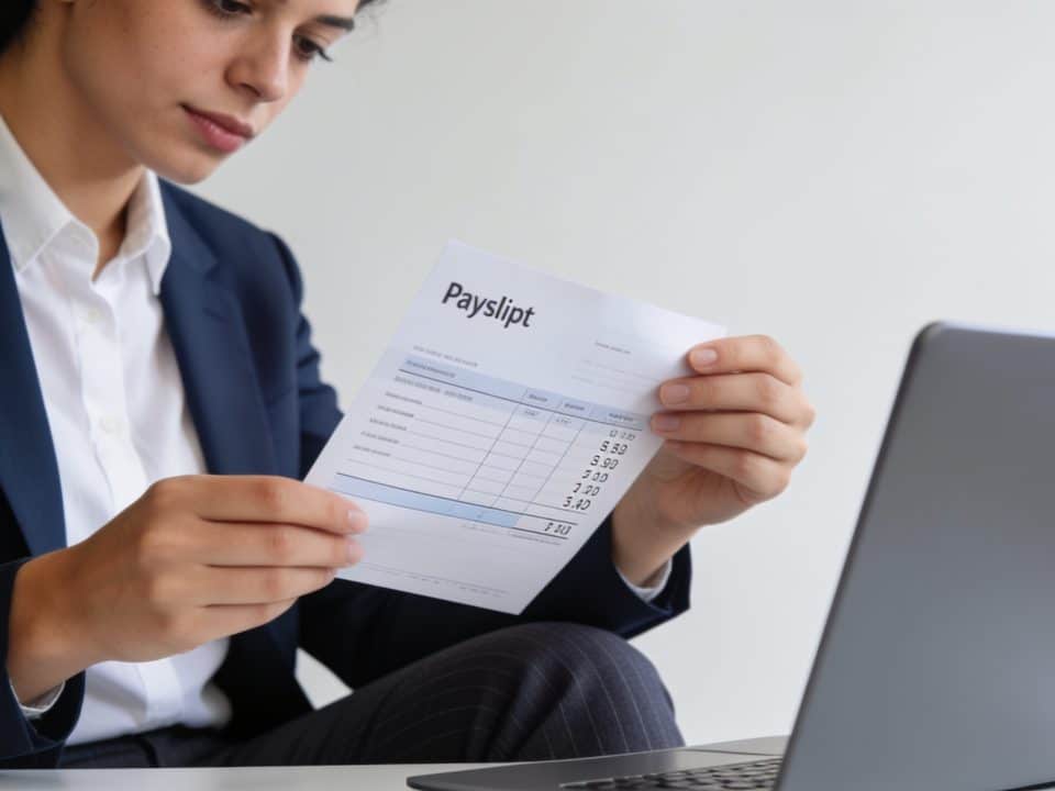 employe de bureau maltais consultant une fiche de paie