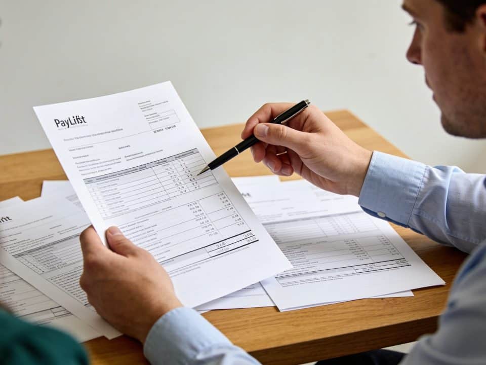 employes de bureau irlandais discutant feuilles de paie