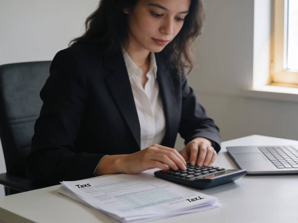 femme assise a un bureau calculant des allocations