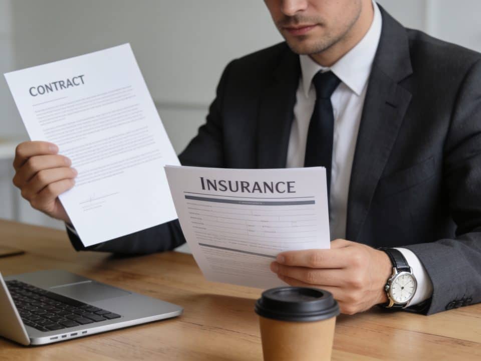 homme assis bureau consultant bancaire montre contrat assurance