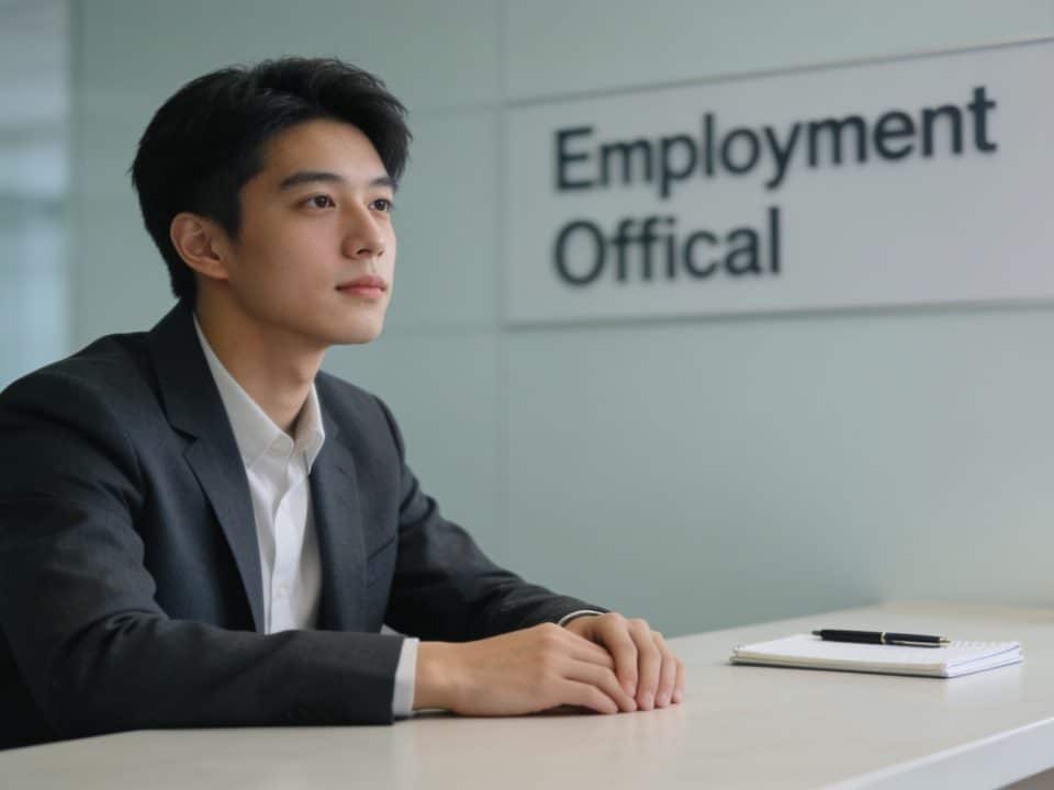 jeune adulte assis seul devant bureau emploi