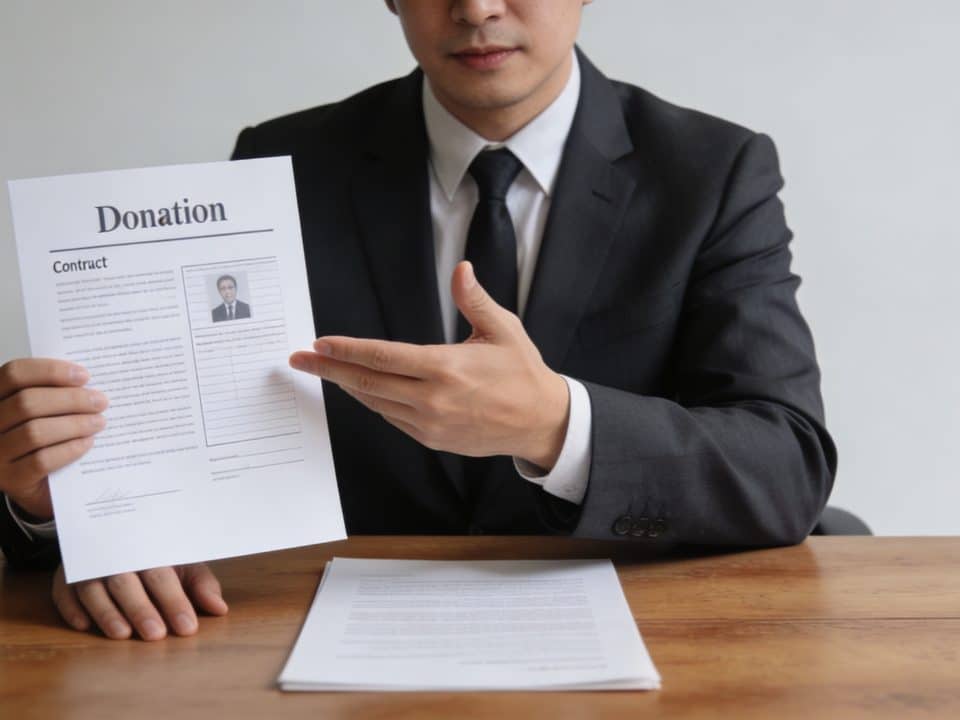 Notaire expliquant seuil fiscal sur contrat de donation