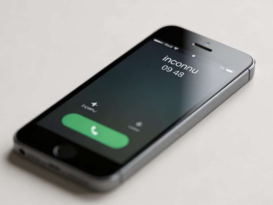 smartphone affiche ecran appel inconnu 09 48